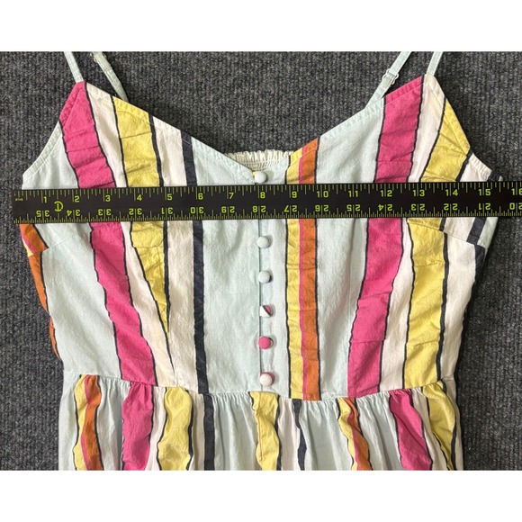 J.Crew Womens Seersucker Striped Tiered Midi Dress Pink Yellow Blue Size 2 - Picture 5 of 6